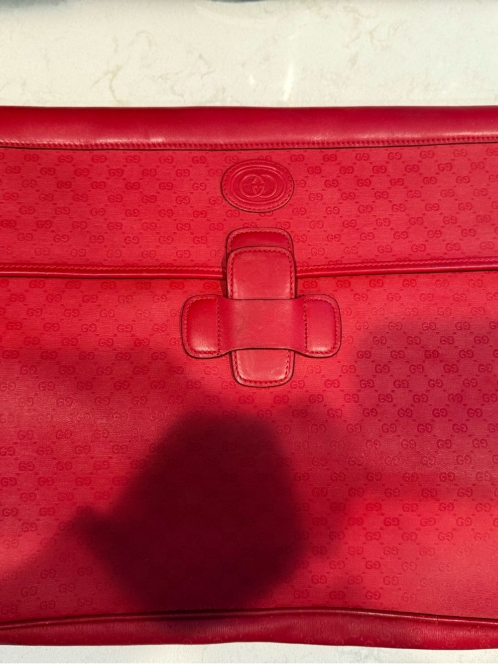 Vintage Gucci Beige and Red Leather Interior Zip portfolio bag - Picture 4 of 11